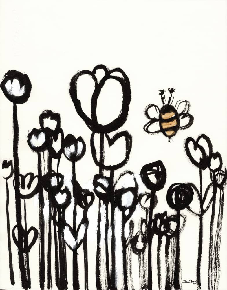 Whimsical Bee Blooms by Janel Bragg — canvas wall art