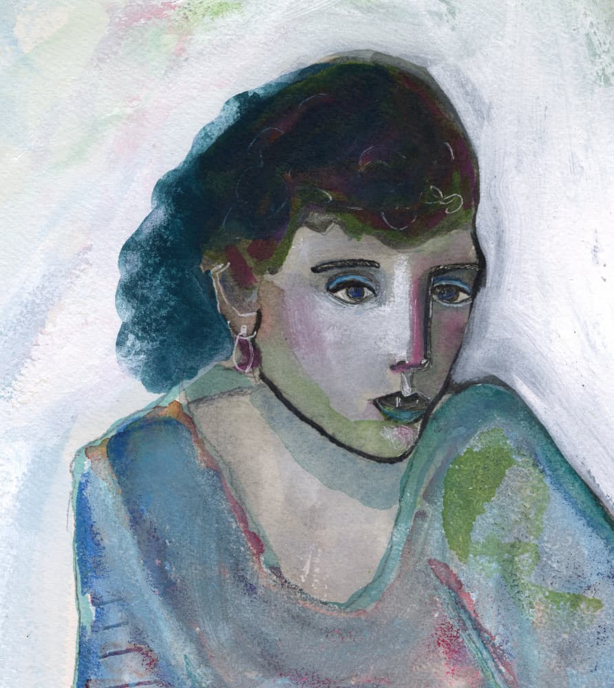 Thoughtful Blue Portrait by Sharyn Bursic — canvas wall art