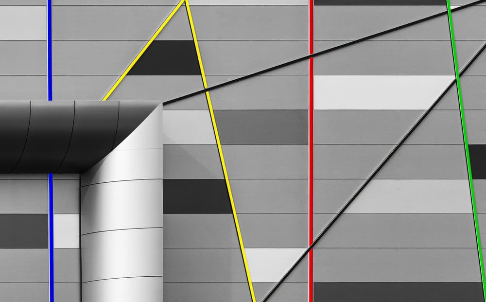 Colorful Geometric Lines by Luc Stalmans — canvas wall art