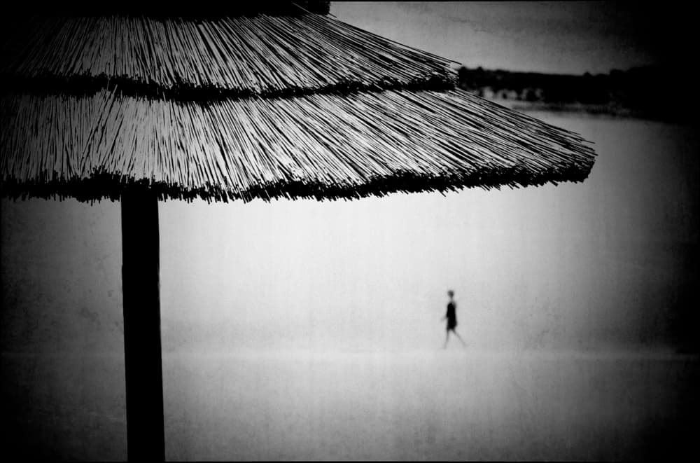 Beach Umbrella Solitude by Milena Seita — canvas wall art