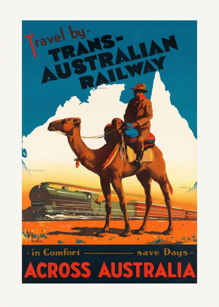 Trans Australian Railway Poster by Vintage Travel Poster — canvas wall art