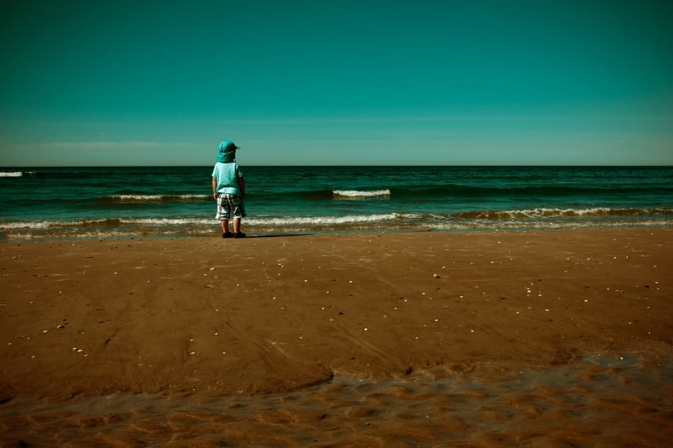 Lone Child Ocean View by Niels Christian Wulff — canvas wall art