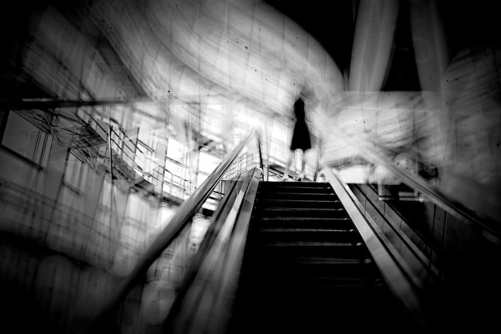 Abstract Stairway Silhouette by Teruhiko Tsuchida — canvas wall art