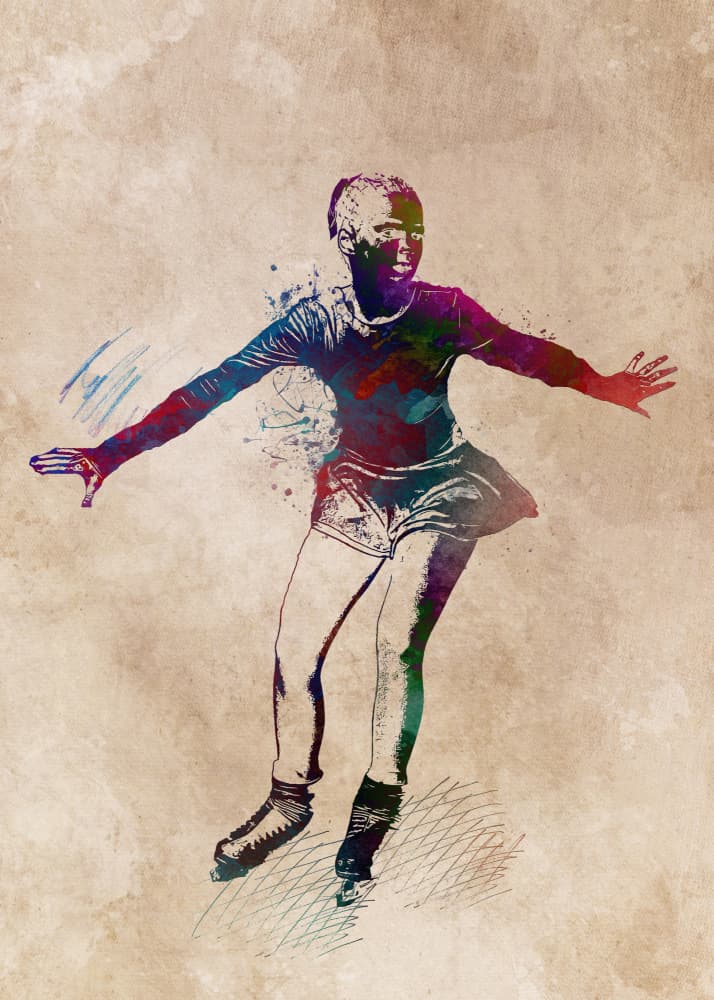 Vibrant Figure Skater by Justyna Jaszke — canvas wall art