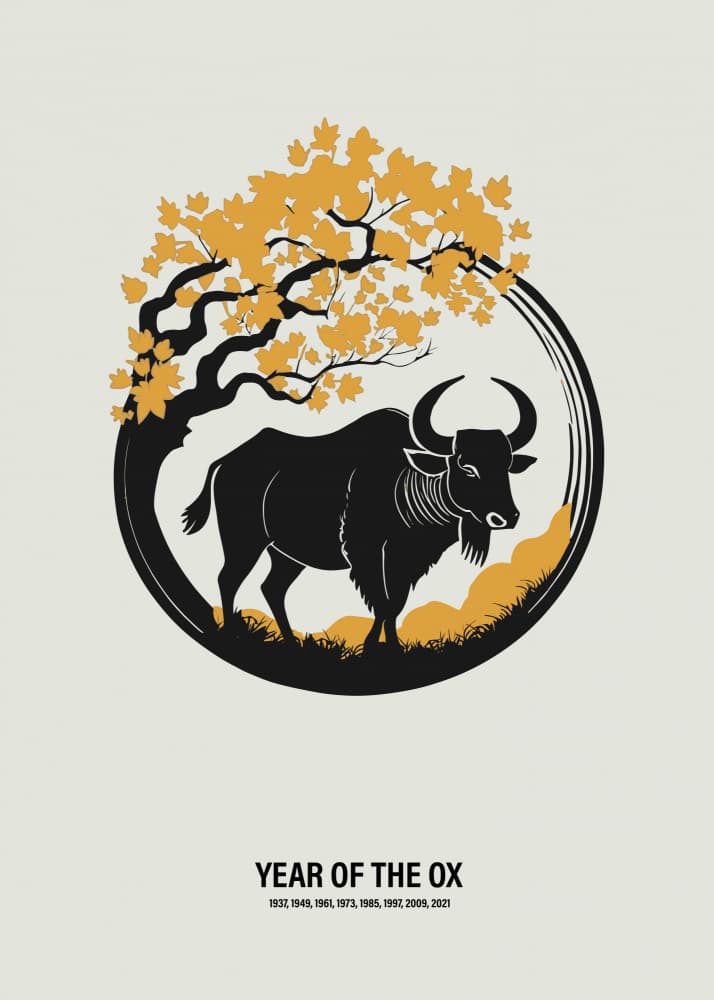 Year Of The Ox by Paperago — canvas wall art