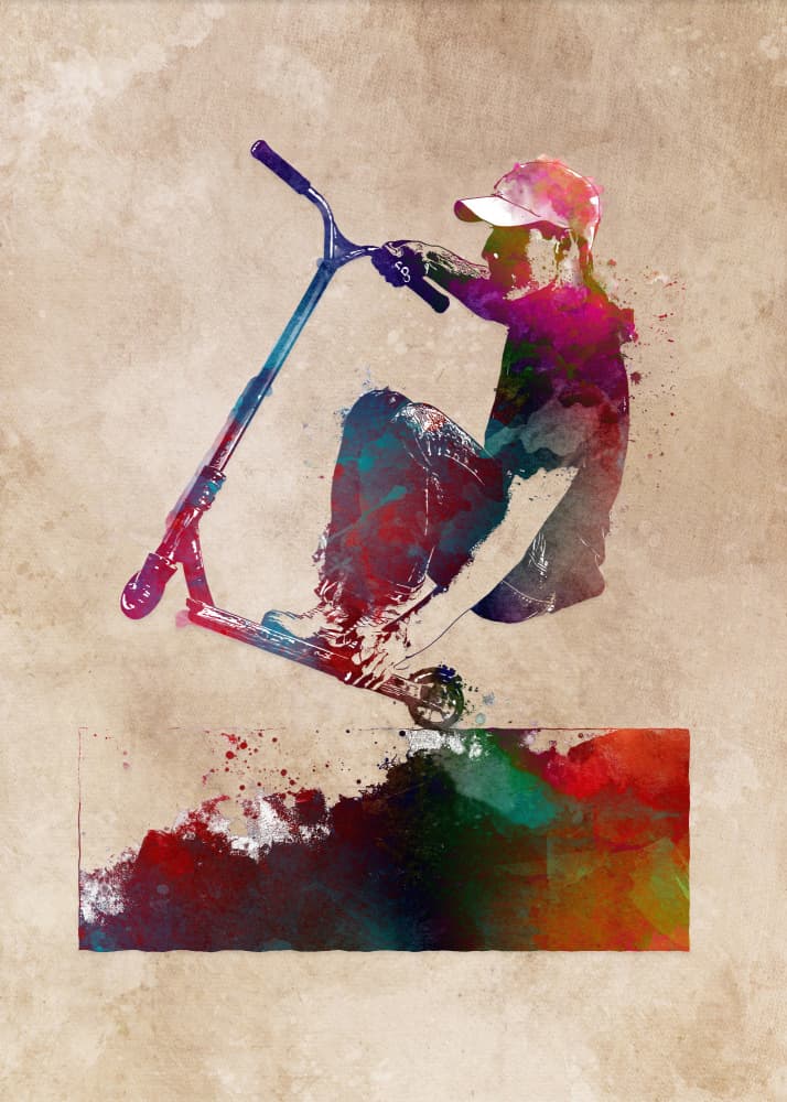 Freestyle Scooter Jump by Justyna Jaszke — canvas wall art