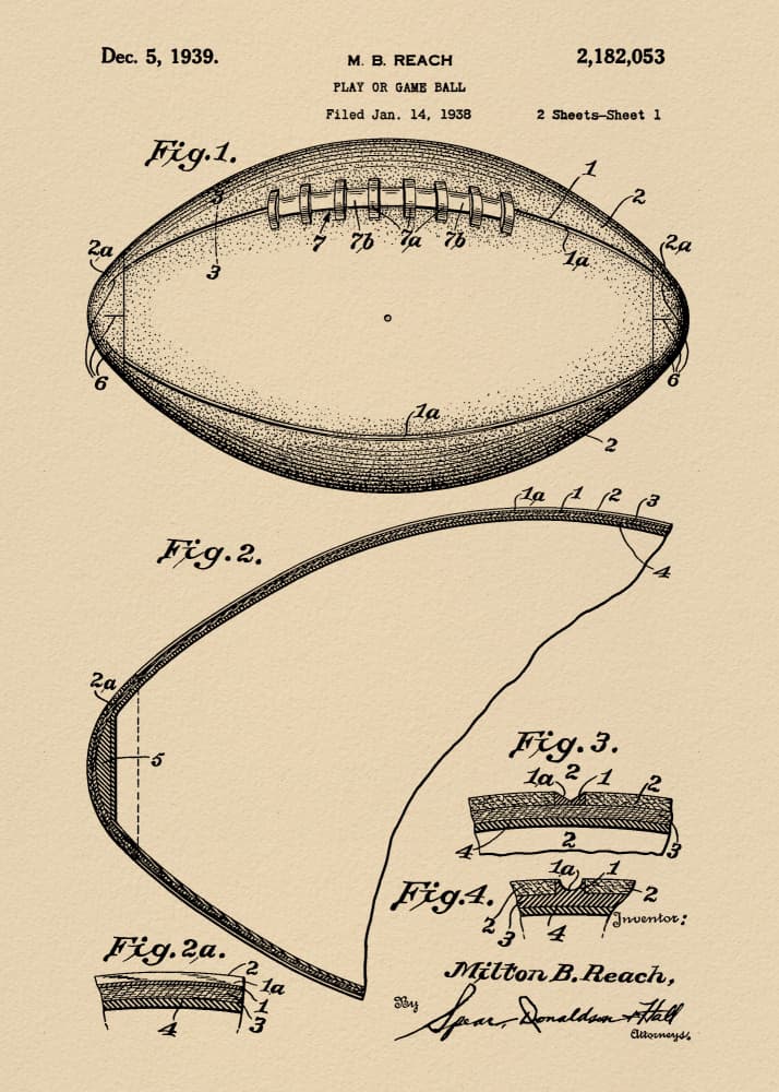 Vintage Football Patent by Andreas Magnusson — canvas wall art