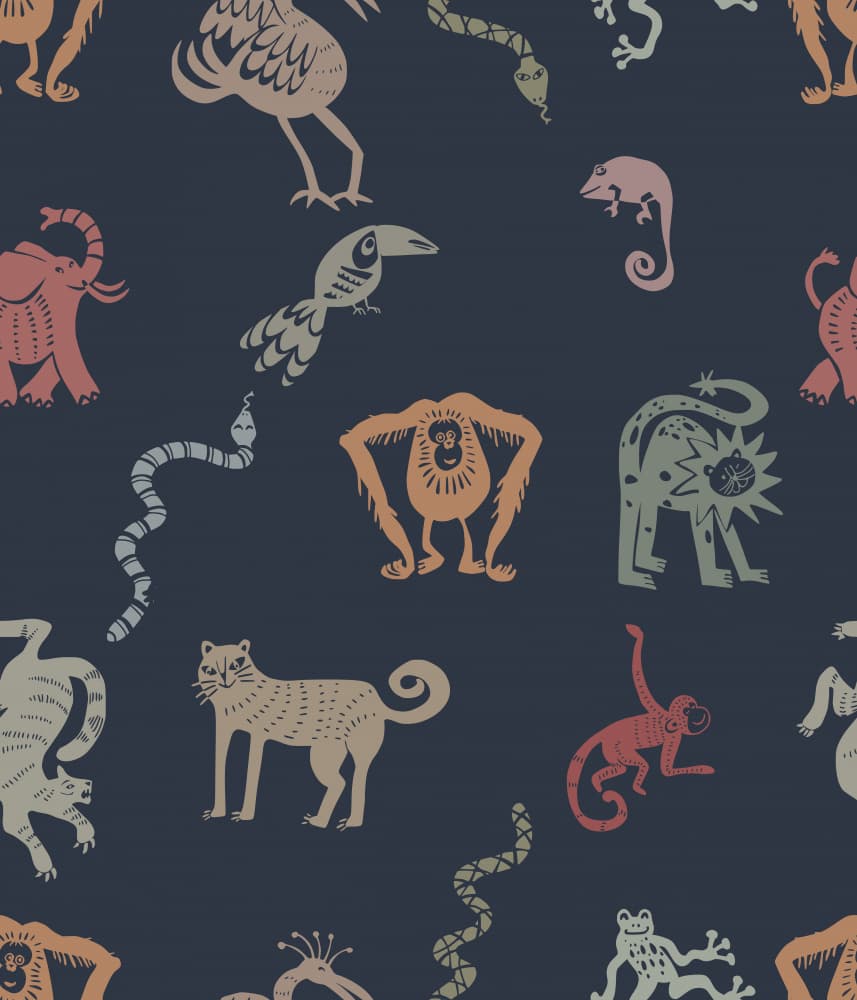 Playful Jungle Friends by Annick — canvas wall art