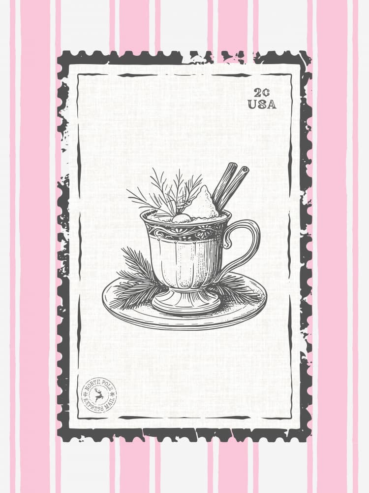 Festive Drink Postage Stamp by Jolly and Dash — canvas wall art