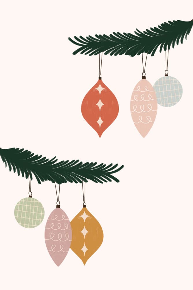 Retro Christmas Ornaments by Menina Lisboa — canvas wall art