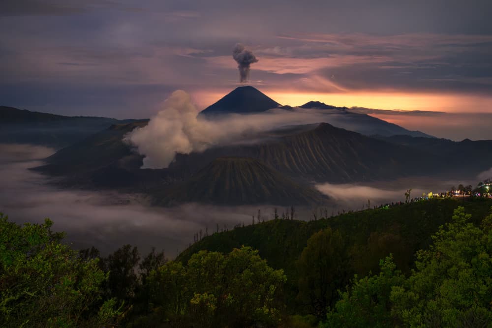 Misty Volcanic Sunrise by YY DB — canvas wall art