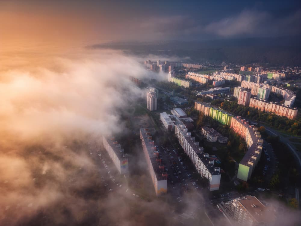 Misty Morning Cityscape by Pali Gerec — canvas wall art