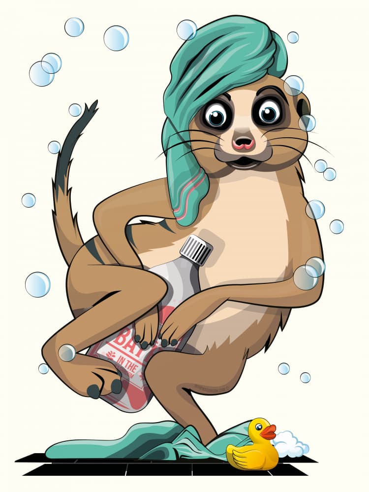 Meerkat Bath Time Fun by In The Washroom — canvas wall art