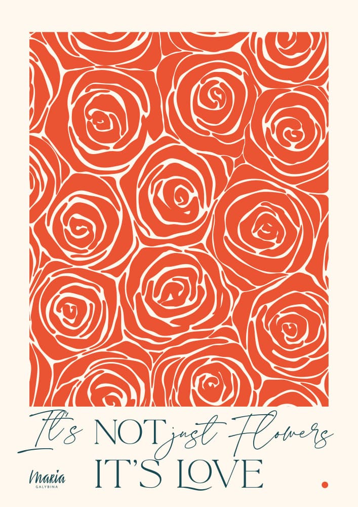 Red Rose Love Pattern by Maria Galybina — canvas wall art