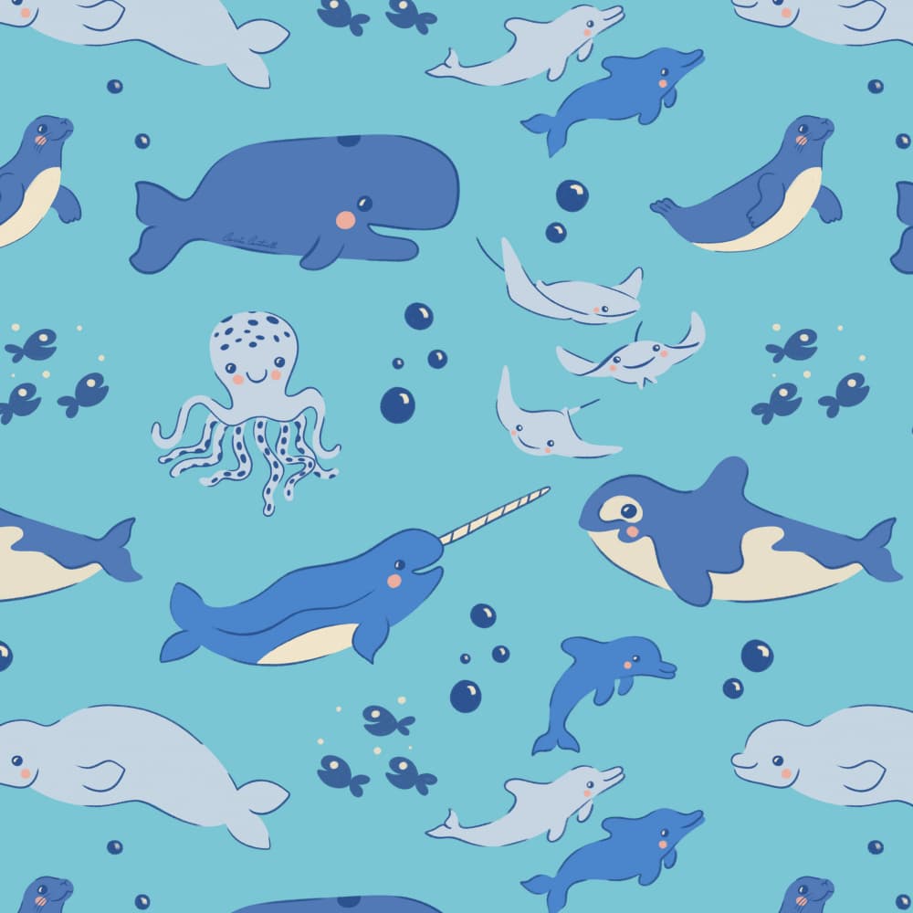 Cute Ocean Friends by Carrie Cantwell — canvas wall art