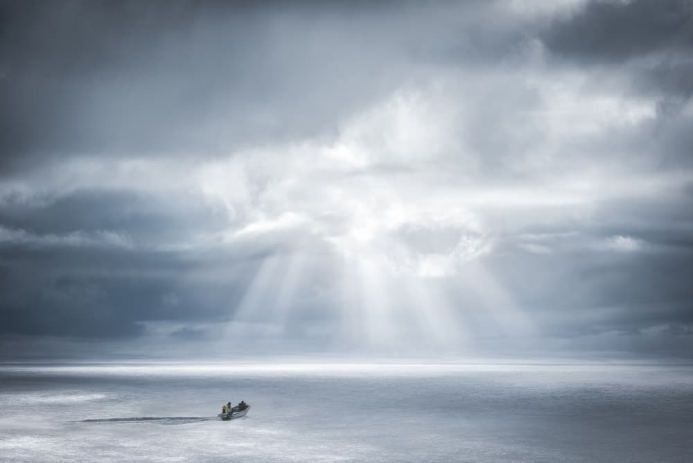 Serene Ocean Sun Rays by Johan Lennartsson — canvas wall art