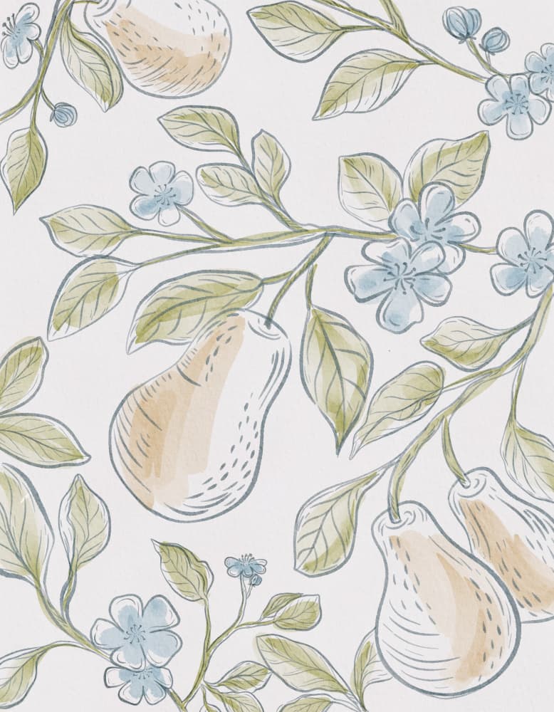Orchard Pears And Flowers by Nikita Jariwala — canvas wall art