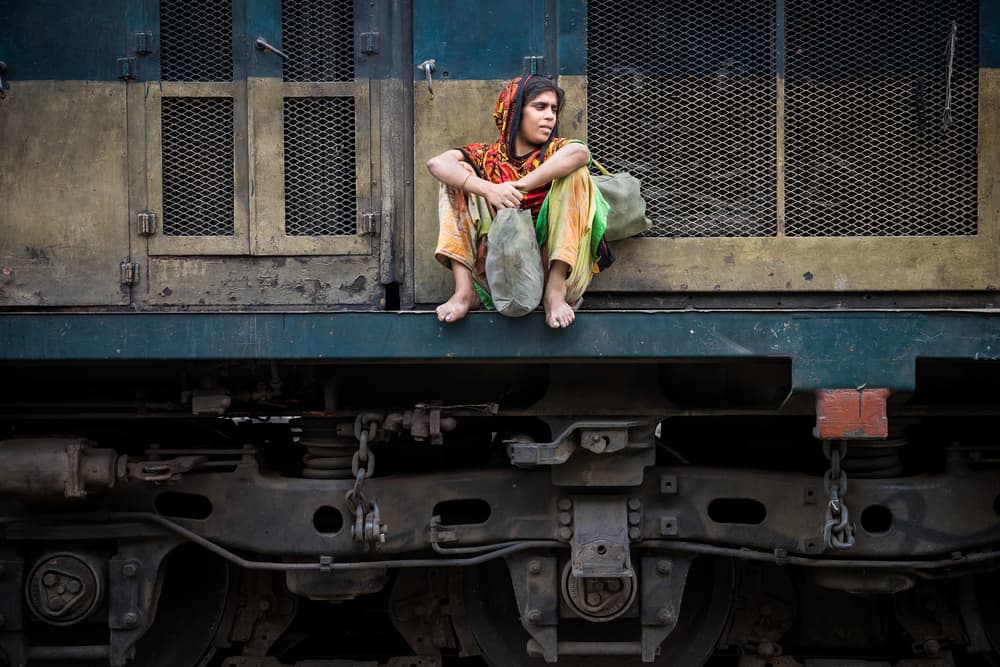 Thoughtful Train Traveler by Richard Huang — canvas wall art