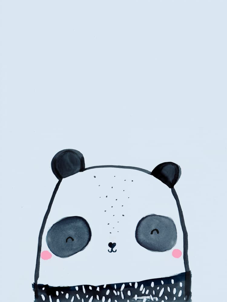 Happy Panda Face by Laura Pantony — canvas wall art