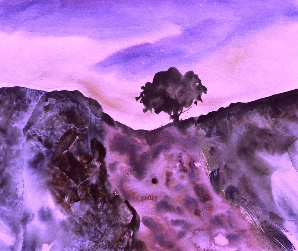 Twilight Purple Landscape by Santhosh ch — canvas wall art