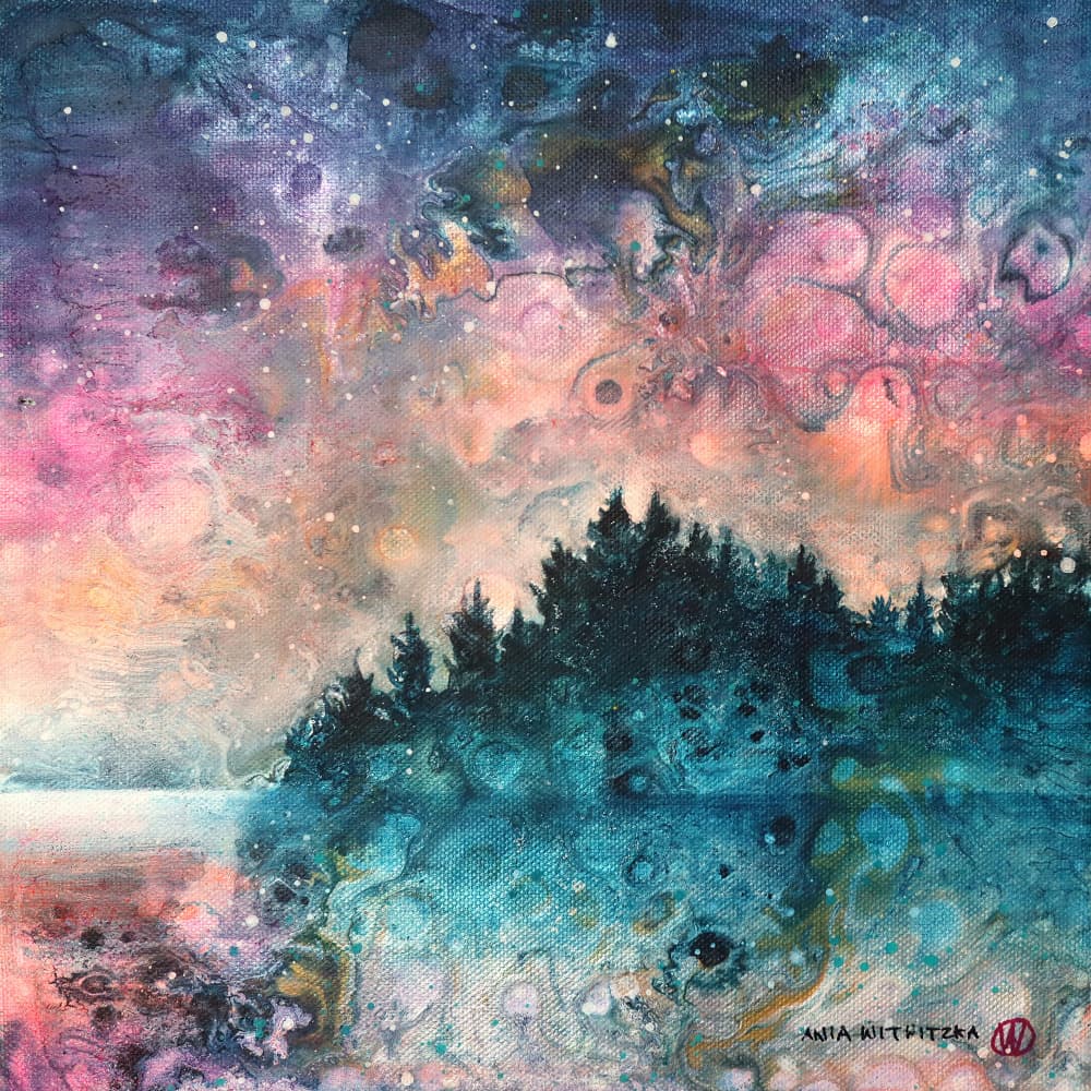 Cosmic Forest Lake by Ania Witwitzka — canvas wall art