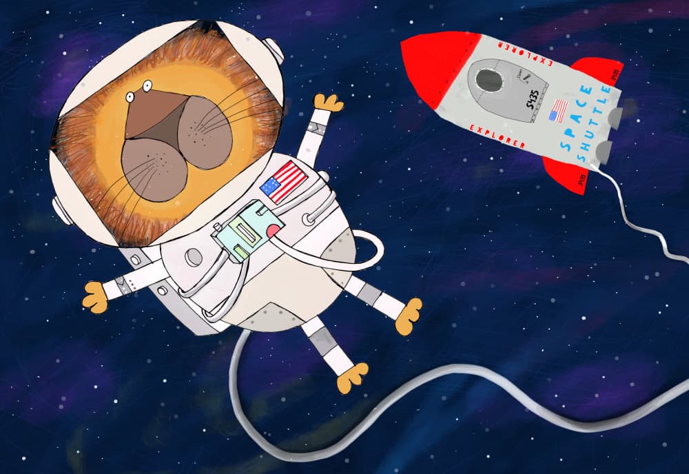Lion Astronaut Explorer by Carla Daly — canvas wall art