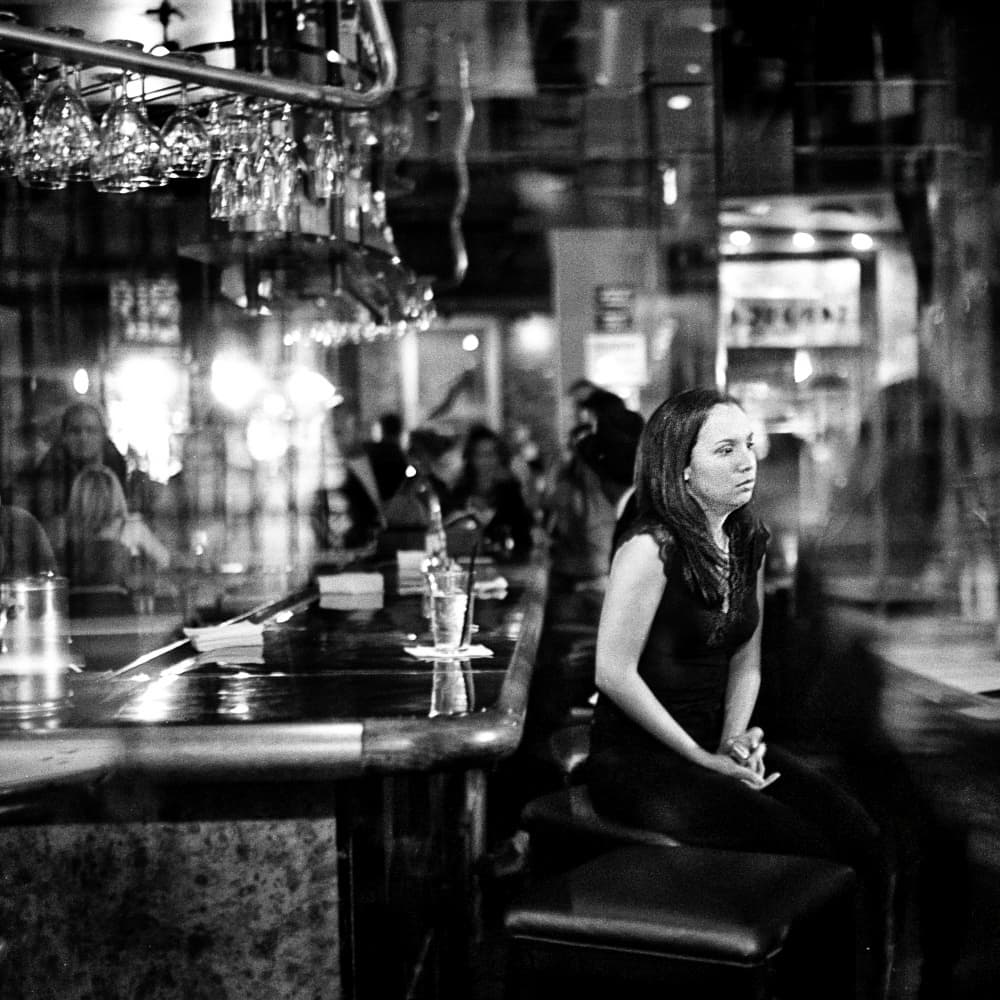 Solitary Bar Night by Michael Burlak — canvas wall art