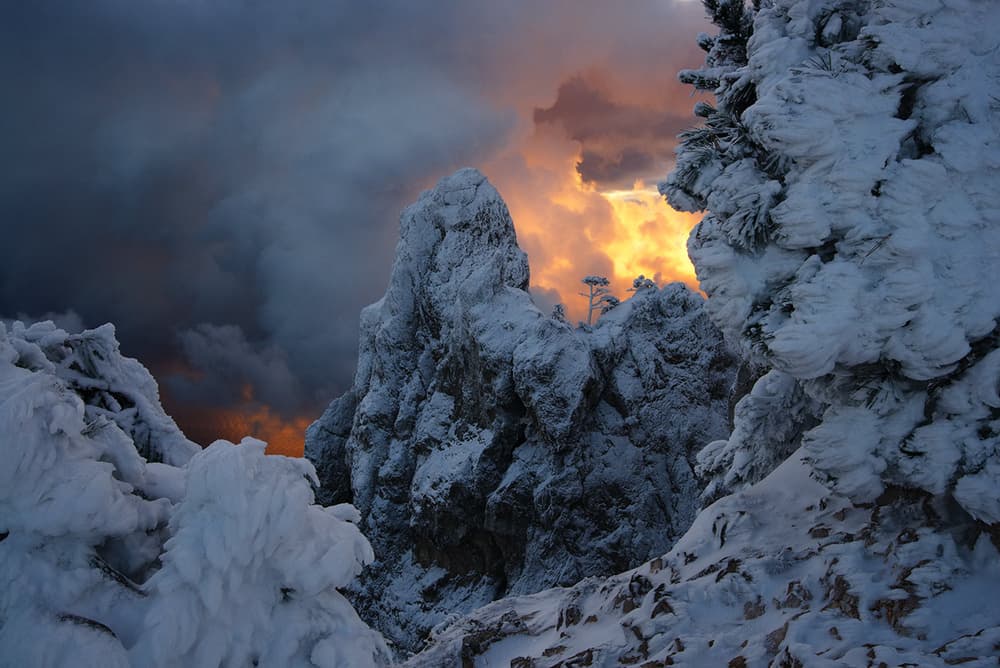 Dramatic Winter Glow by Alexey Kharitonov — canvas wall art