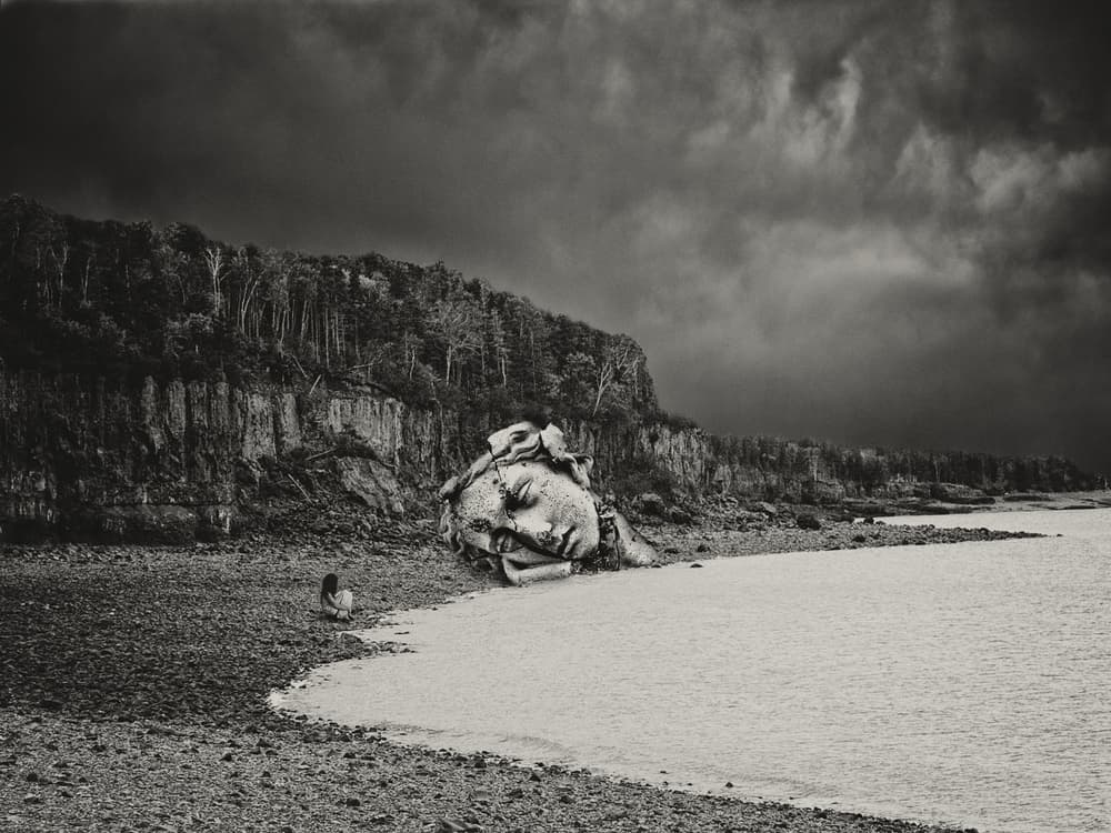 Fallen Stone Head by Jeffrey Hummel — canvas wall art