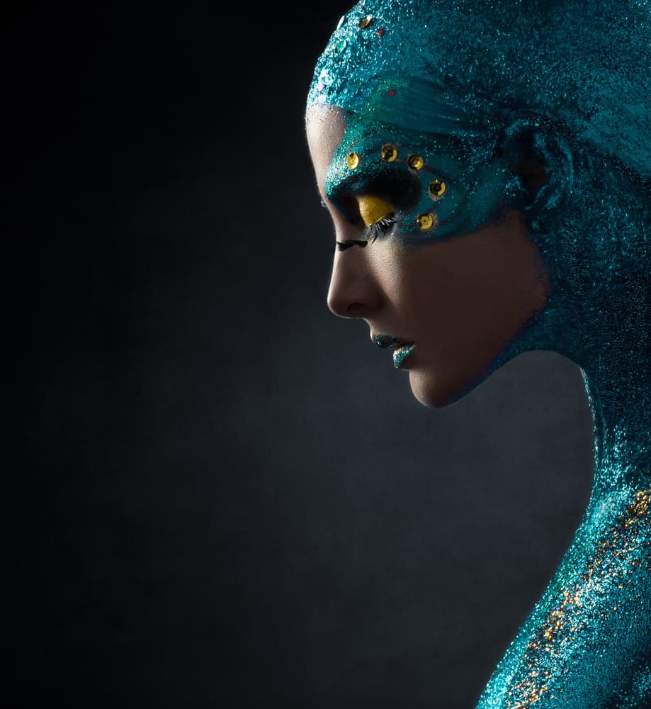 Teal Glitter Fantasy Portrait by Alfredo Sanchez — canvas wall art