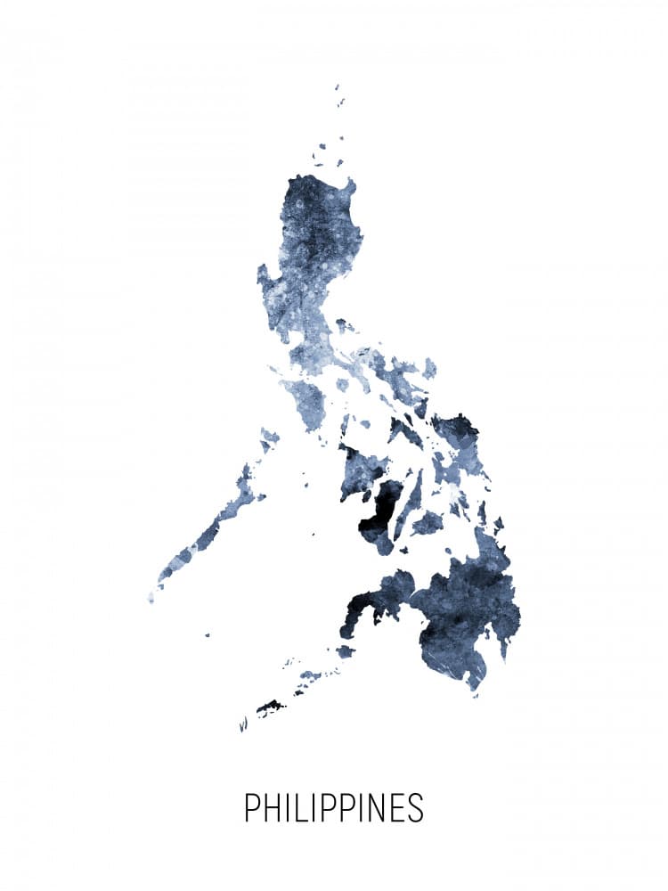 Philippines Watercolor Map by Michael Tompsett — canvas wall art
