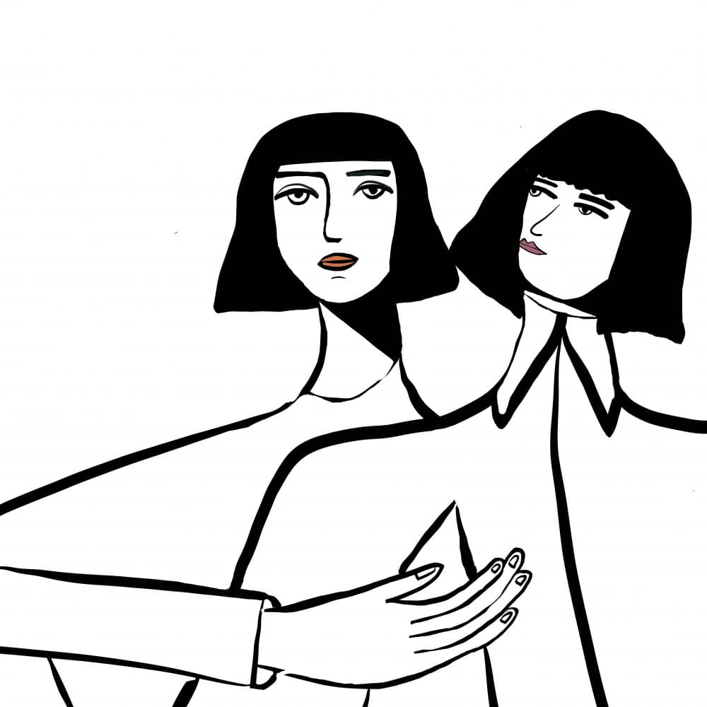 Minimalist Women Embracing by Sharyn Bursic — canvas wall art