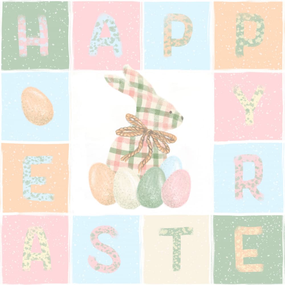 Happy Easter Bunny by Olena Kovalova — canvas wall art