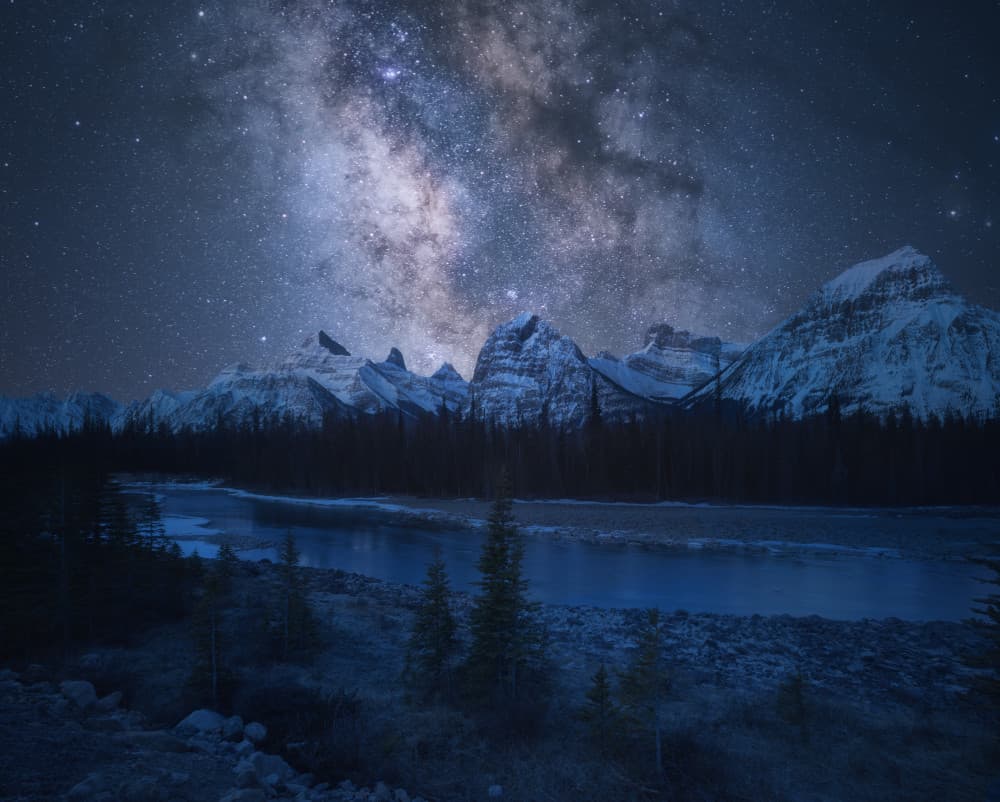 Milky Way Mountain Night by Carlos F. Turienzo — canvas wall art