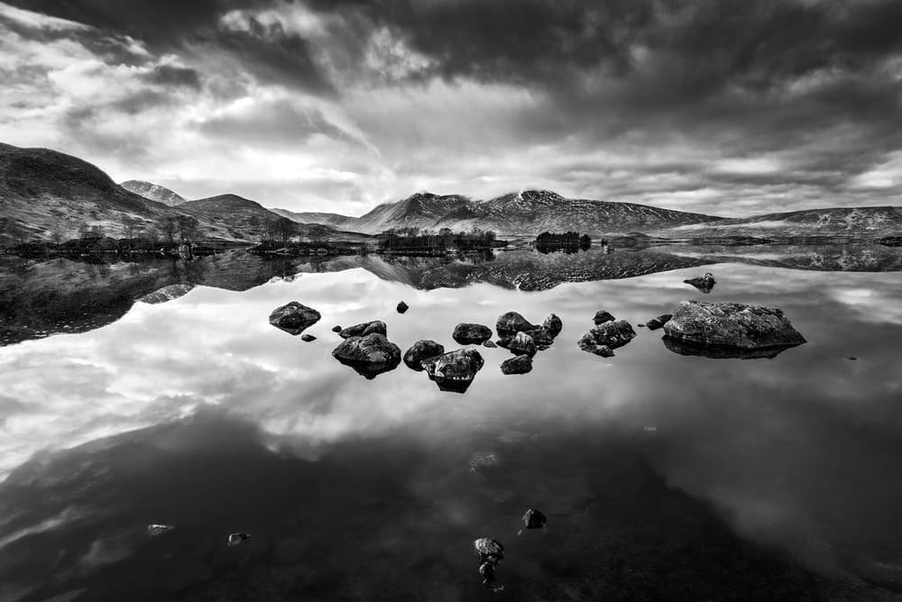 Moody Mountain Lake Reflections by Matt Anderson — canvas wall art