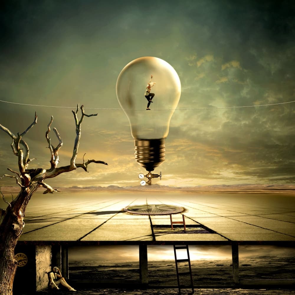 Surreal Lightbulb Dreamscape by Franziskus Pfleghart — canvas wall art
