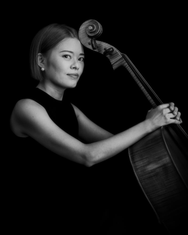 Elegant Cellist Portrait by Eiji Yamamoto — canvas wall art