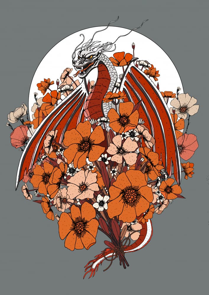 Elegant Dragon Bouquet by Nicholas — canvas wall art