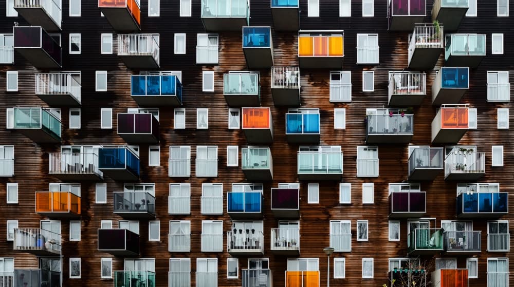 Colorful Building Facade by piXXelpark — canvas wall art