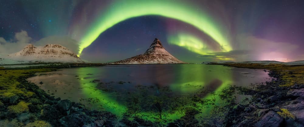 Northern Lights Mountain Reflection by Tomás Hueso Marco — canvas wall art