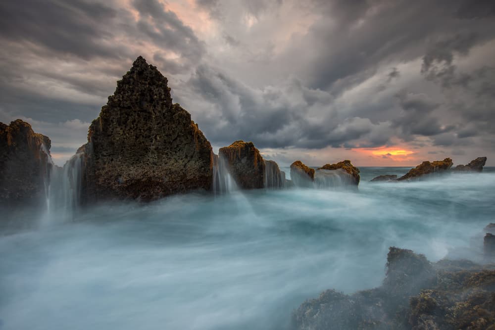 Jagged Rocks Ocean Glow by Gunarto Song — canvas wall art