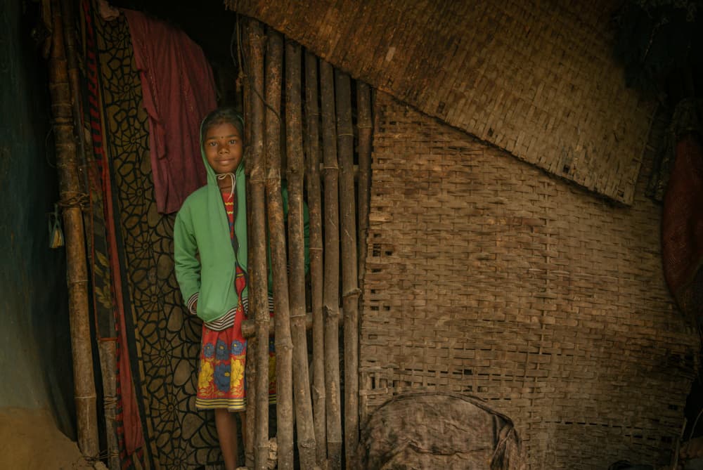 Smiling Girl Rustic Home by Kumar Kranti Prasad — canvas wall art