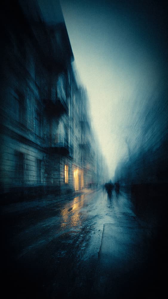 Moody City Rain by Erkan Camlilar — canvas wall art