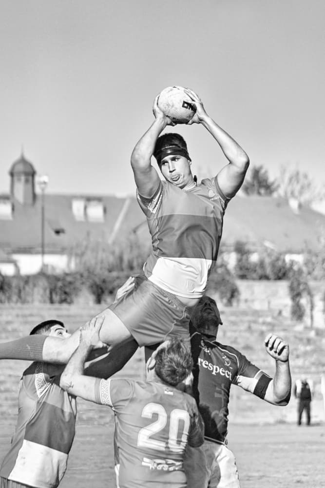 Rugby Lineout Action by Miodrag Kosanovic — canvas wall art