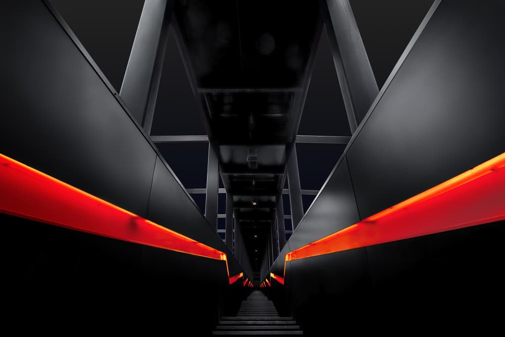 Sleek Red Light Tunnel by Michael Eßig — canvas wall art