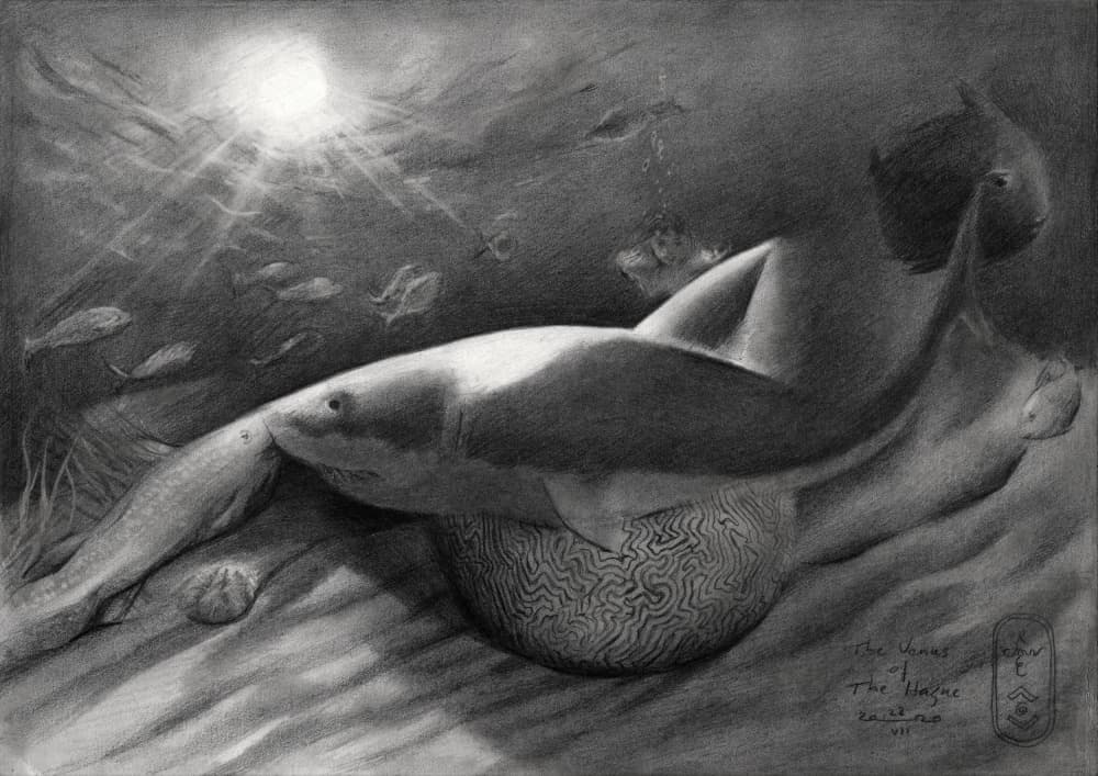 Shark and Siren by Corné Akkers — canvas wall art