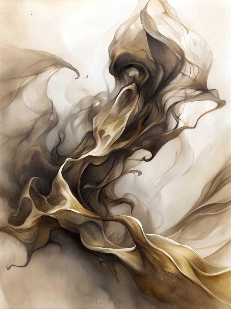 Flowing Sepia Smoke by Miguel Bruzual — canvas wall art