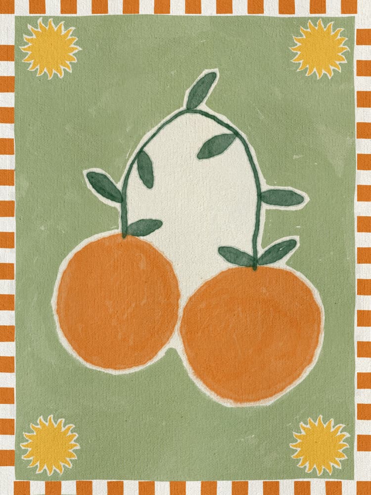 Orange Fruit On Green Background