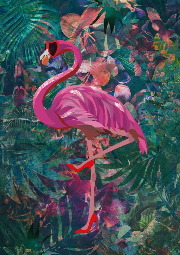 Pink Flamingo In Heels by Sarah Manovski — canvas wall art