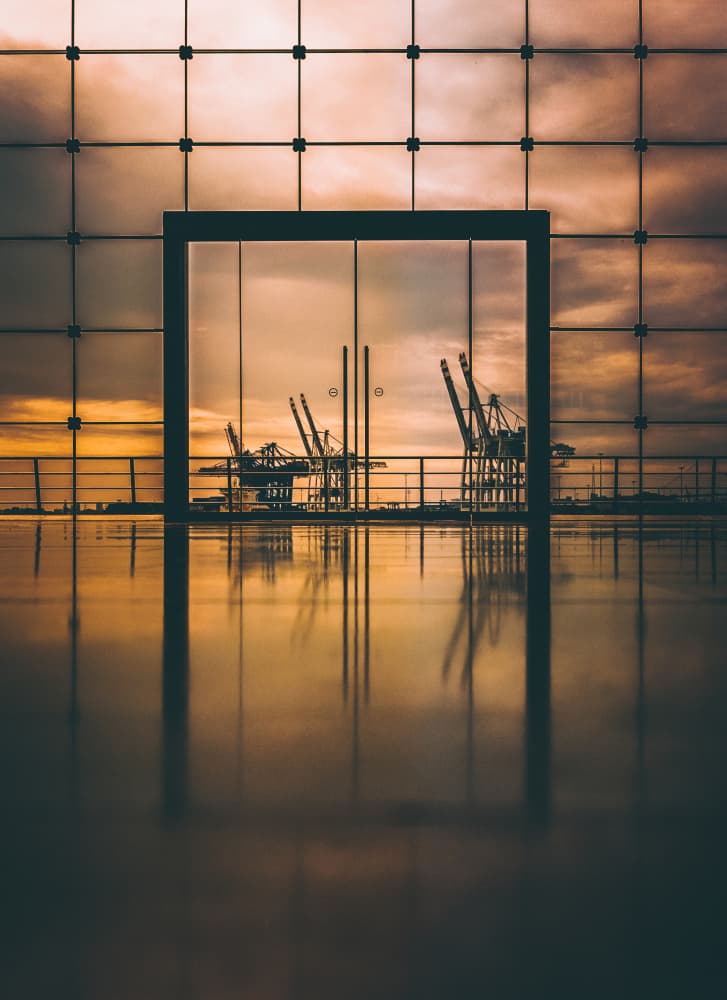 Industrial Sunset Reflections by Stefan Buder — canvas wall art